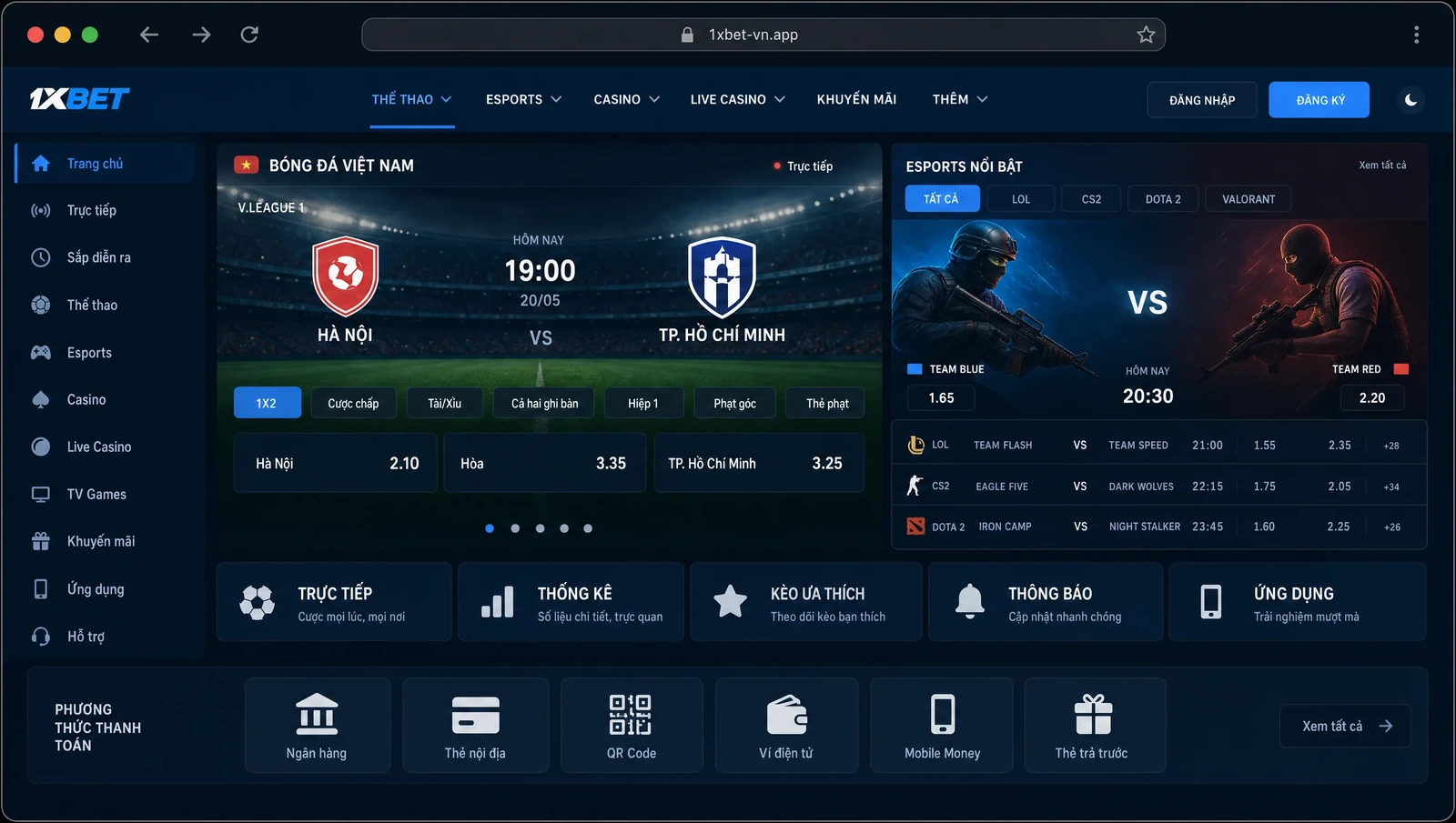 Tổng quan nền tảng 1xBet Việt Nam — thể thao, casino, kèo V.League